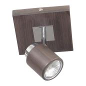 Uberhaus Spotlight-Style Ceiling Track Light - Flush Mount - Wood Finish with Chrome Accents - Pivoting Head - 35-Watt