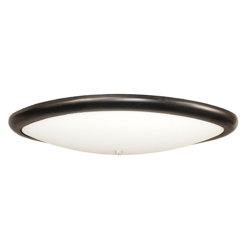 Lumirama Ovallini 4-Light Flushmount - 60-Watt - Frosted Acrylic - Dark Brown Wood Frame - 25-in L x 14.5-in W