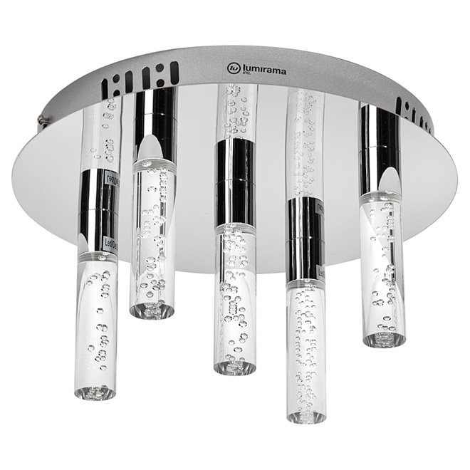 Lumirama Fernandel Ceiling Light For Bedrooms Seeded Acrylic Glass Shades 5 Integrated Leds Flush Mount 2040 75 Chr Rona - 5 Light Flush Mount Ceiling