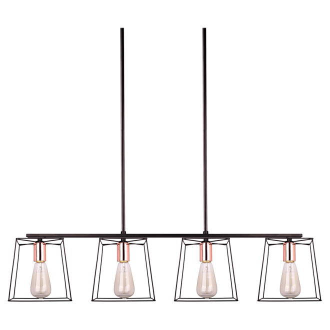 Suspension ajustable à 4 lumières « Coppertech », 38 po