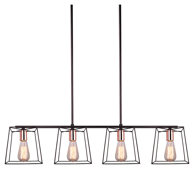 Suspension ajustable à 4 lumières « Coppertech », 38 po