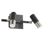 Plafonnier, 2 lumières, DEL 5 W, noir/acier