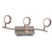 Luminaire sur rail Del Rondo Lumirama, 3 ampoules DEL intégrées 6 W, fini nickel satiné, lumières annulaires pivotantes