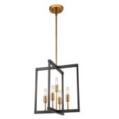 Chandelier - 5 Lights - Dark Brown and Satin Gold Finish