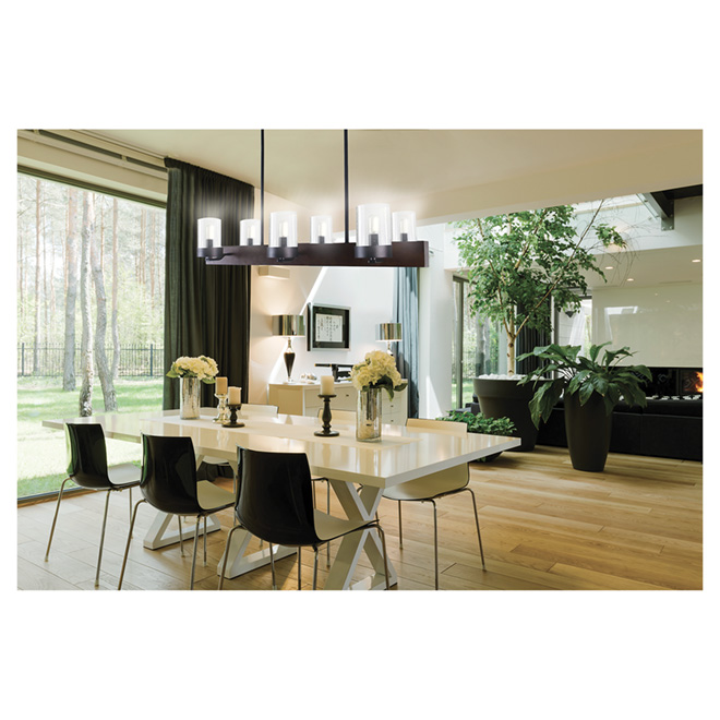 Lumirama - Pendant - 6 Lights - Glass Shades - Dark Wood