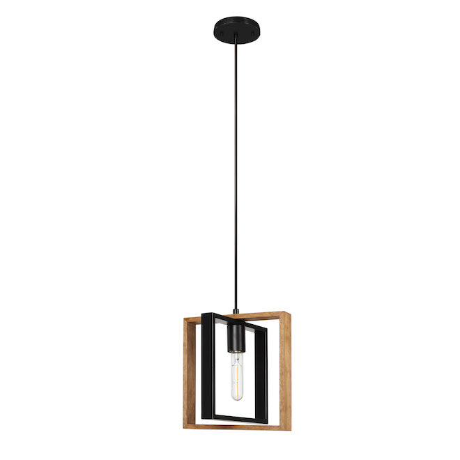 Origin 21 Weston 60W 1-Light Pendant Fixture - Black/Wood - 9.45-in L x 8.46 po W x 56.69-in H