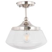 Lumirama Maria Semi-Flush Mount Ceiling Light - Uses 1 60-W E26 Bulb - Polished Chrome Finish with Clear Glass Shade