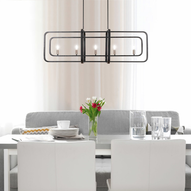 "Ivanna" 5-Light Pendant Light - 60 W - Black and Satin Nickel