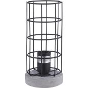 Lampe de table, métal et ciment, noir mat