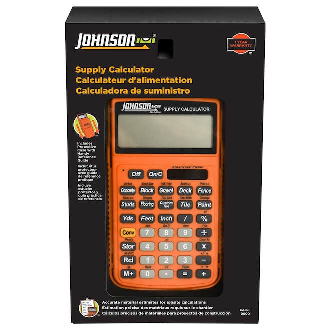 Johnson Supply Calculator with Pre-Programmed Functions and LCD Display - Orange