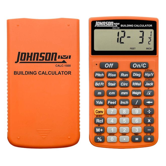 Johnson Building Calculator with Pre-Programmed Functions and LCD Display - Orange