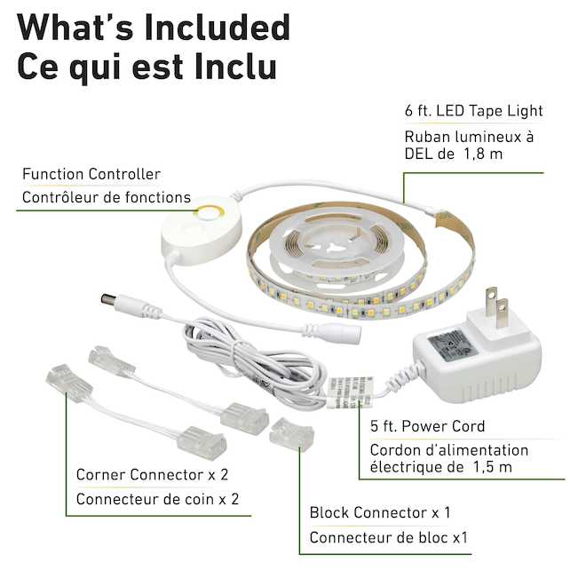 Ruban d'éclairage blanc à DEL modulable 6 pi Good Earth Lighting branchable