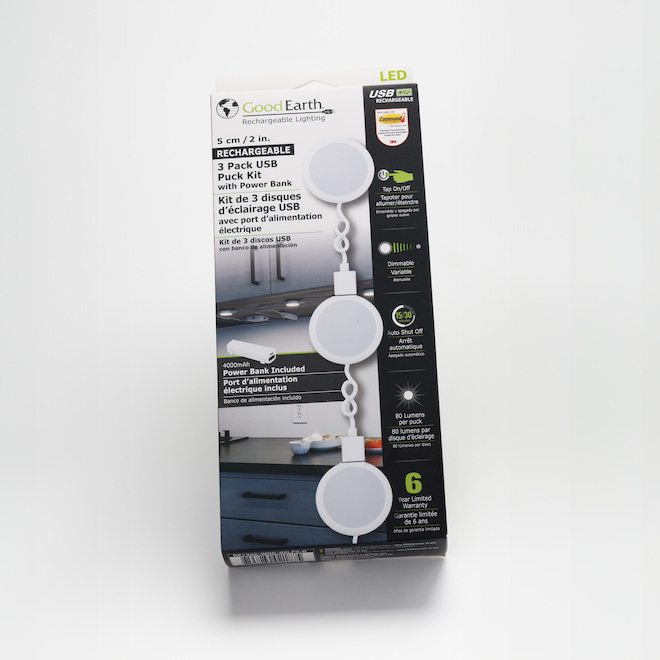 Good Earth Living 2-in Rechargeable LED 3-Light Puck Kit