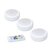 Ecolight 3-in White LED Puck Light with Remote Control - 3-Pack