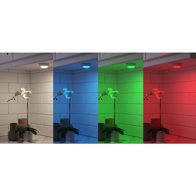 Rondelles lumineuses blanches au DEL Ecolight de 3 po avec télécommande, 3/pqt