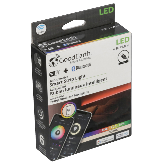 Good Earth Lighting 6-ft Wi-Fi RGBW Light Tape with USB Plug-In