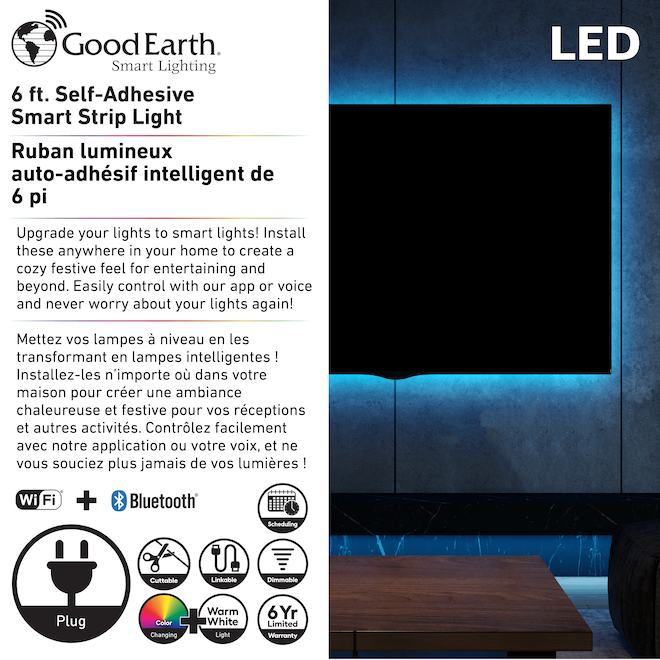 Good Earth Lighting 6-ft Wi-Fi RGBW Light Tape with USB Plug-In