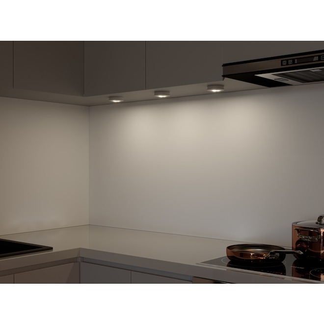 Ecolight 3-Pack White LED Plastic Puck Light - Batteries Included