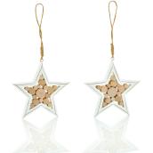 Nordic Elegance Stars Christmas Ornaments Natural and White - 4.5-in - 4 PK