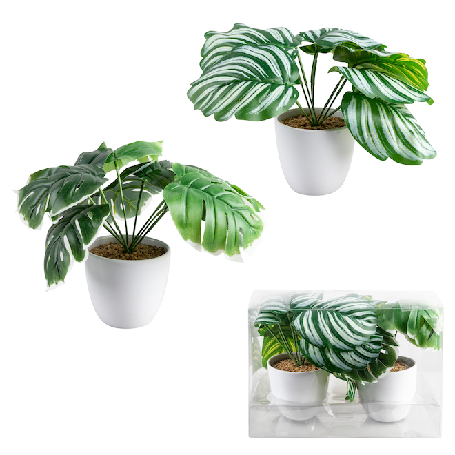 Danson Decor 7.5-in H Green Artificial Potted Philodendron Plants - Set of 2