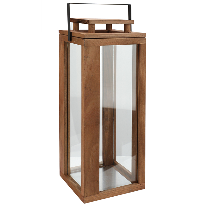 Danson Décor 4.7 x 12-in Brown Natural Wood Indoor Decorative Lantern