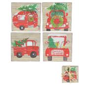 Celebrations by L&CO Christmas Wood Coasters of 3.8-in - Set of 4