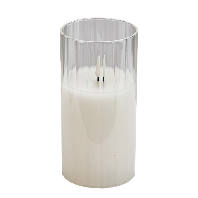 Landon & Co. LED Candle in 15-cm Glass Holder - White