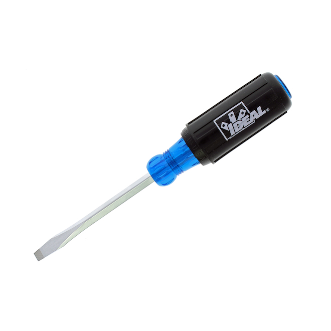 IDEAL Keystone Flat-Head Screwdriver with Cushion-Grip Handle and Square Shaft - 1/4 x 4-in