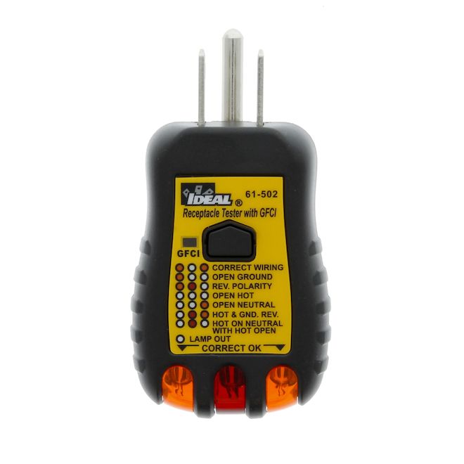 Testeur de prise électrique noir DDFT 120 Volts IDEAL avec indicateur DEL
