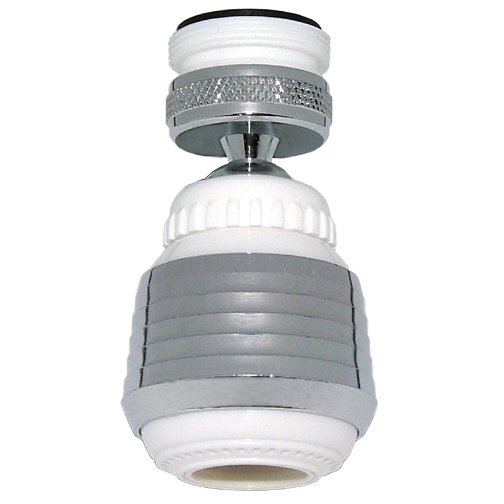 Plastic Swivel Spray Aerator - White and Chrome