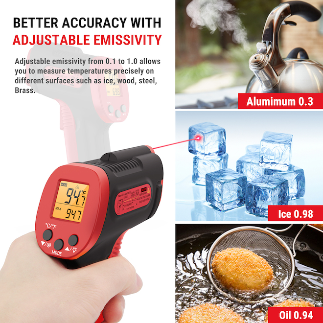 ThermoPro TP30W Digital Infrared Thermometer - Black/Red