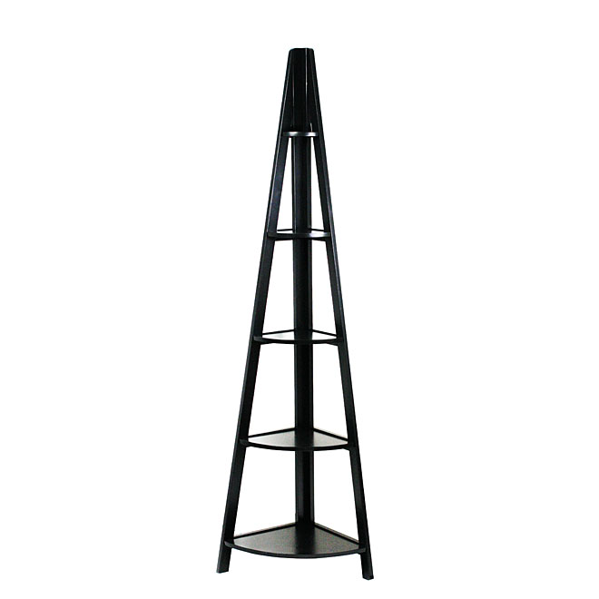 Uberhaus Design 5 Shelf Corner Bookcase Fie Bkrak05 Bk Rona 5 Shelf Corner Bookcase