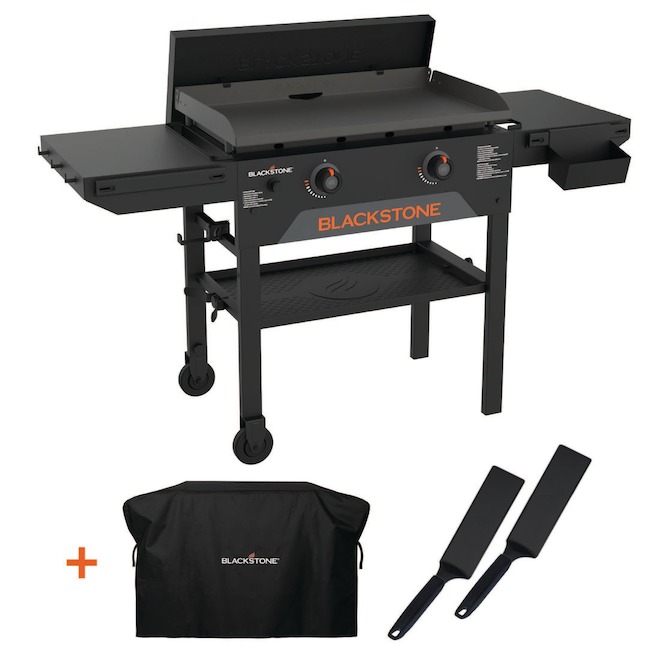 Blackstone Omnivore Griddle with 2 Burners 28-in with Cover and Spatulas - Black