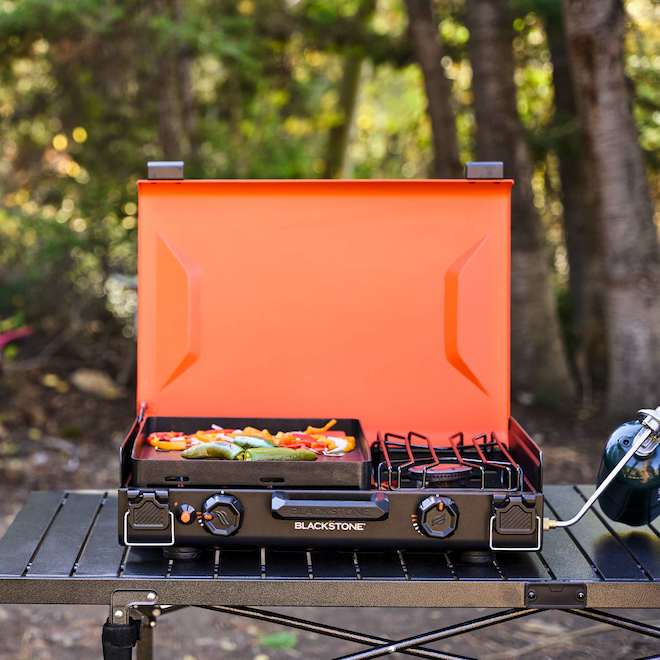 Blackstone OTG Portable Cooking Griddle 12 x 14-in with Side Burner 7200 BTU