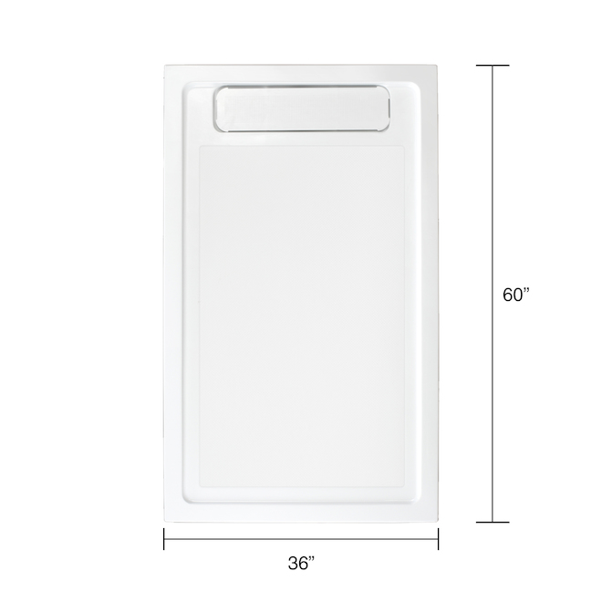 Adena Ove Decors 60-in x 36-in White Acrylic Shower Base with Hidden Drain