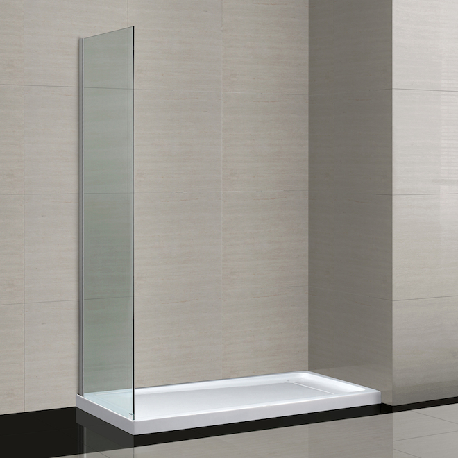 OVE DECORS Panneau latéral en verre de douche Bel, 32 po, chrome BEL ...