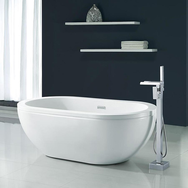 Noah Freestanding Oval Bathtub - Acrylic - 34-in x 63-in - White