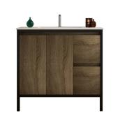 OVE Decors Adele 36-in  Taupe Wood Finish Bathroom Vanity with Ceramic Top