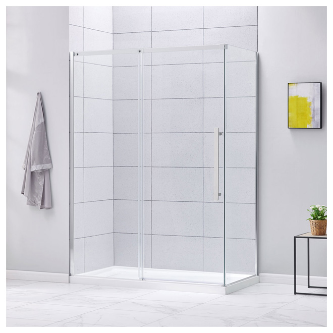ove decors "tidal" side glass shower panel 32" | rona