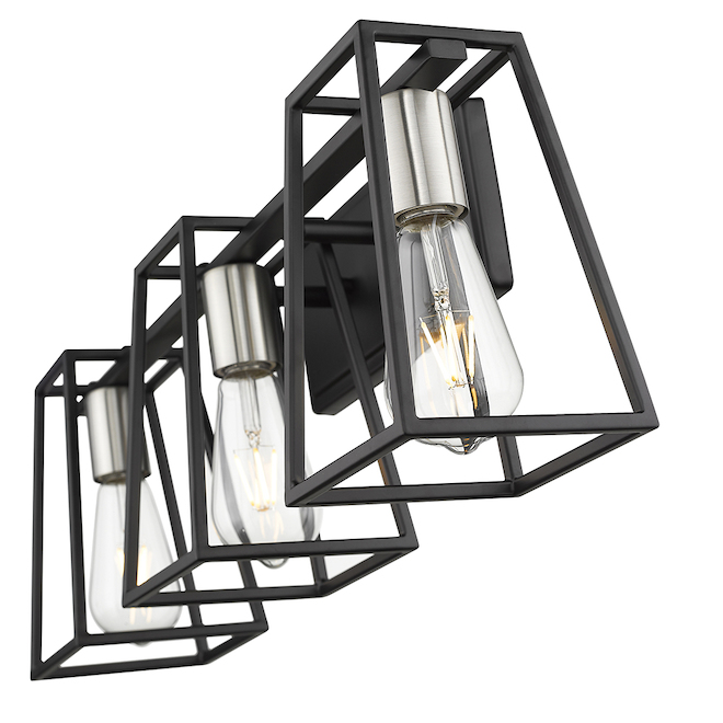 Luminaire de meuble-lavabo Agnes III OVE Decors, 3 lumières, 23,63 po, métal, noir mat/nickel brossé