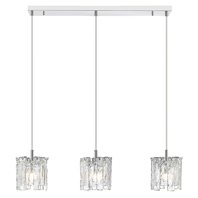 Suspension Rada OVE Decors à 3 lumières 81,5 po, verre et chrome poli