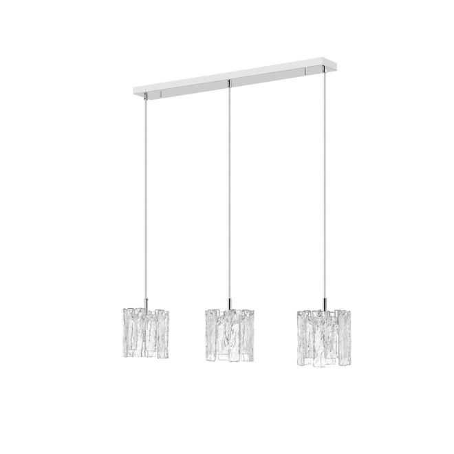 Suspension Rada OVE Decors à 3 lumières 81,5 po, verre et chrome poli