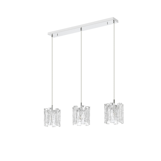 Suspension Rada OVE Decors à 3 lumières 81,5 po, verre et chrome poli