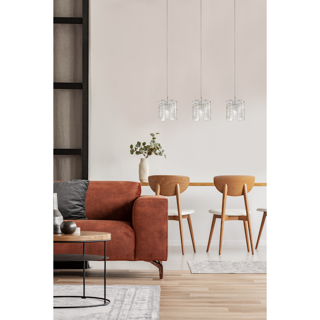 Suspension Rada OVE Decors à 3 lumières 81,5 po, verre et chrome poli