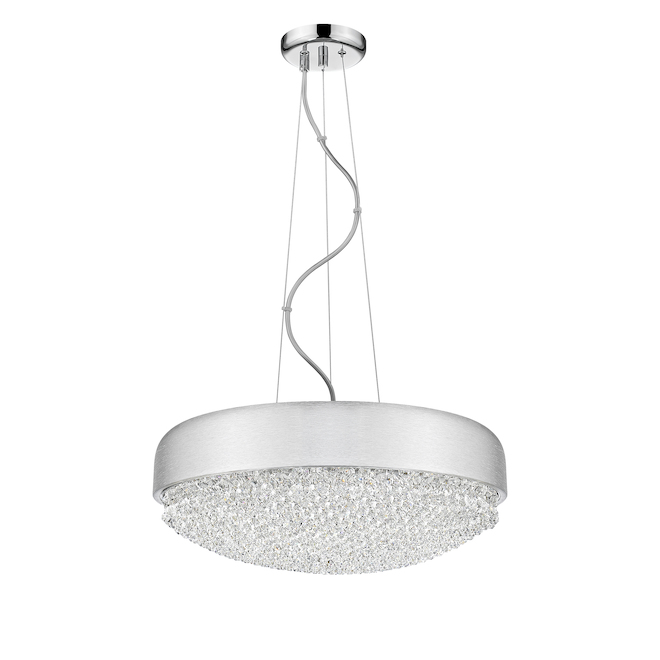 Ove Decors Primrose I Hanging Light with Integrated LED - 5 Lights - 81-in x 18-in - Brushed Silver