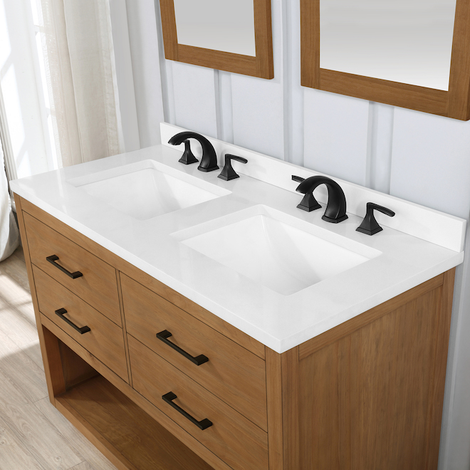 OVE Decors Brookside Wax Pine Bathroom Vanity Double Sink 48-in