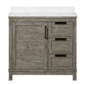 OVE Decors Maribelle 36-in Weathered Grey Wood 1-Sink Vanity with White Engineered Stone Top