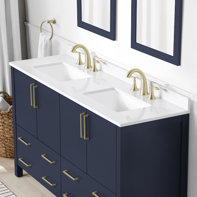 Ove Decors Lorenzo Vanity with Double Sink MDF 60-in Midnight Blue