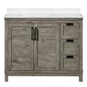 OVE Decors Maribelle 42-in Weathered Grey Wood 1-Sink Vanity with White Engineered Stone Top