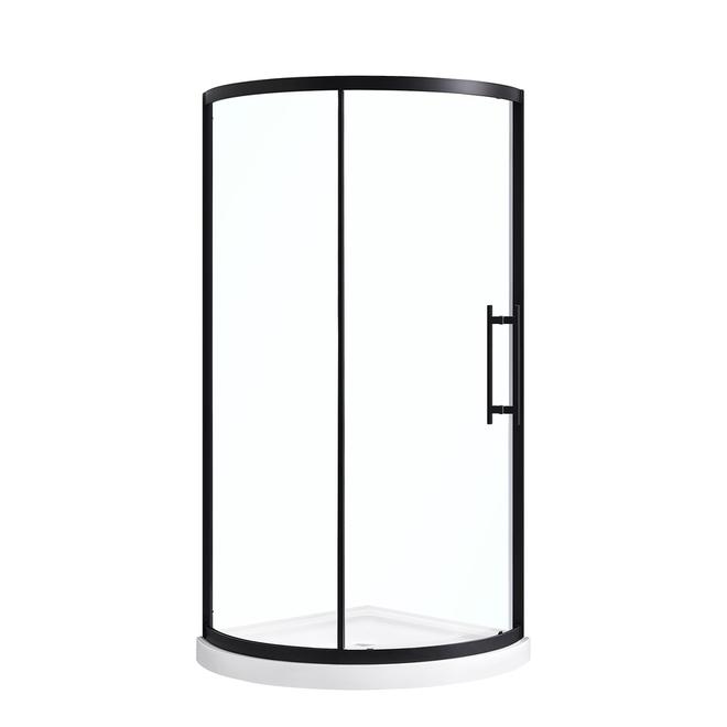 Ove Decors Emily-Swift Install Matte Black Curved 2-Piece Corner Shower Kit (73.25-in x 36-in x 36-in)